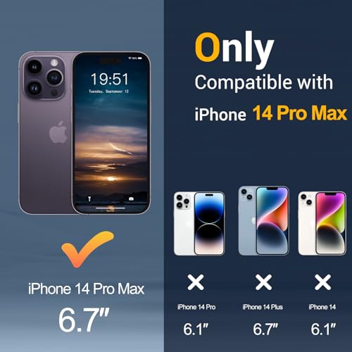 for iPhone 14 Pro Max Case, Compatible with Magsafe, Anti-Yellowing, Military-Grade Protection, Shockproof Slim Magnetic Phone Case Cover, Transparent - color: B-Black, size: iPhone 14 Pro Max