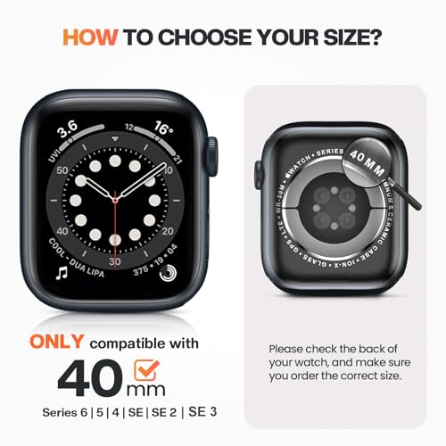 Goton Privacy Waterproof Case for Apple Watch 40mm Series 6/5/4/SE - color: Clear, size: 40mm