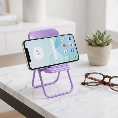4Pcs Mini Folding Chair Phone Stand, Candy Color Portable Foldable Mobile Holder, Cute Creative Desk Accessory for Cellphones