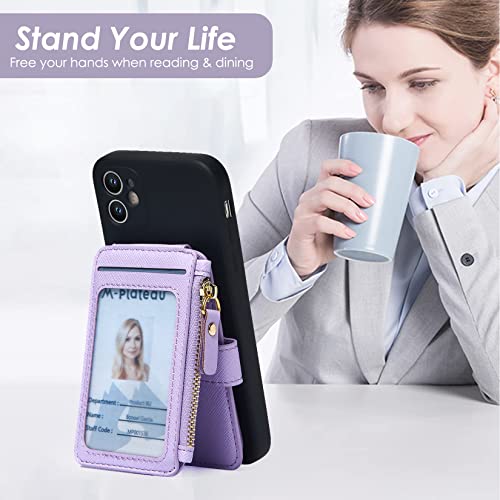 M-Plateau RFID Blocking Phone Wallet Stick On,Credit Card Holder for Women | Card Holder for Phone case Stick on Attachable Credit Card Holder for Phone (Compatible with Most Smartphones) (Purple) - color: Purple