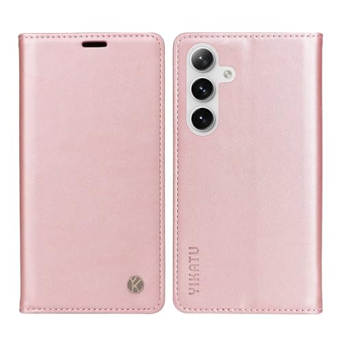 Compatible with Samsung Galaxy S24 Wallet Case PU Leather Flip Folio Case with Card Holder Magnetic Closure Shockproof Protective Phone Cover Rose Gold - color: Rose Gold, size: Samsung S24