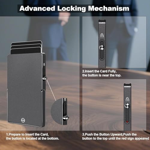 Magnetic Phone Wallet with Adjustable Stand,Pop up Phone Card Holder Quick Access to Bank/Credit Cards, 3.93 * 2.96 * 0.31 Inches Compact Metal Case with RFID Blocking Protection (Space Grey) - color: Space Grey