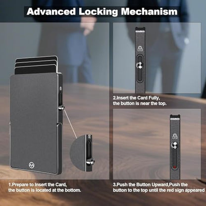 Magnetic Phone Wallet with Adjustable Stand,Pop up Phone Card Holder Quick Access to Bank/Credit Cards, 3.93 * 2.96 * 0.31 Inches Compact Metal Case with RFID Blocking Protection (Space Grey) - color: Space Grey