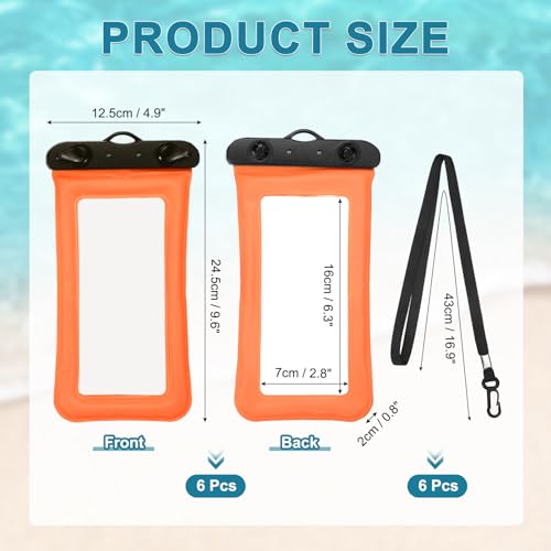 PATIKIL 3Pcs Waterproof Phone Pouch Floating No Sink Universal Cellphone Dry Bag Waterproof Phone Case for Kayaking Beach Swimming Hiking, Orange - color: Orange