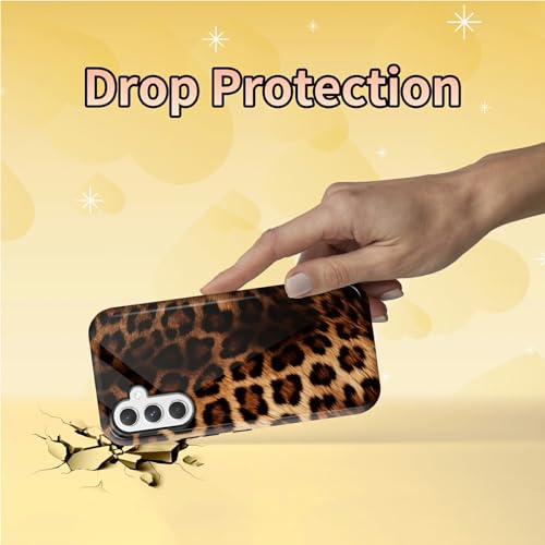 Leopard Print Phone Case for Samsung Galaxy S25, Dual Layer Shockproof Rugged Cover with Soft TPU + Hard PC, Anti-Scratch Slim Fit Wireless Charging Compatible - color: Leopard Print, size: 6.2" Galaxy S25