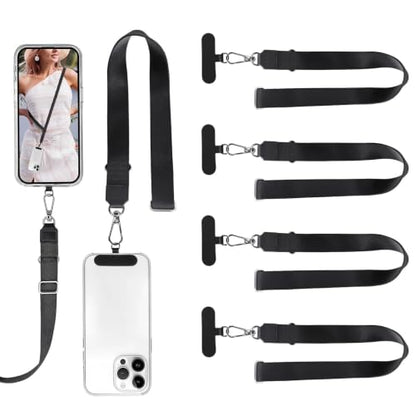 MOLOPPO 4 Phone Lanyards for Smartphone, Adjustable Crossbody Strap-Black - color: A1-4 Pack Black