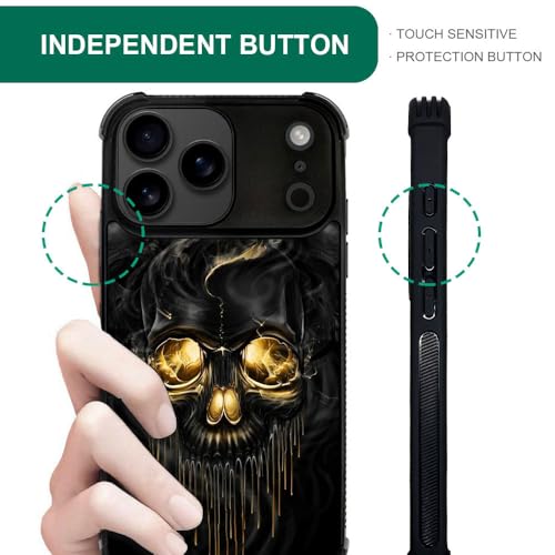 case for iPhone 17 Pro Max,Compatible with Magsafe,All-Round Protection Shockproof Anti-Scratches TPU Case Cover-Gold Black Skull - color: Gold black skull, size: IPhone 17 Pro Max