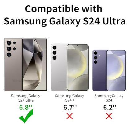 Designed for Samsung Galaxy S24 Ultra Case, Black Dual Layer, Heavy Duty Shockproof Tough Rugged Protective Cover for Galaxy S24 Ultra 5G 6.8-inch, Black - size: for Samsung Galaxy S24 Ultra