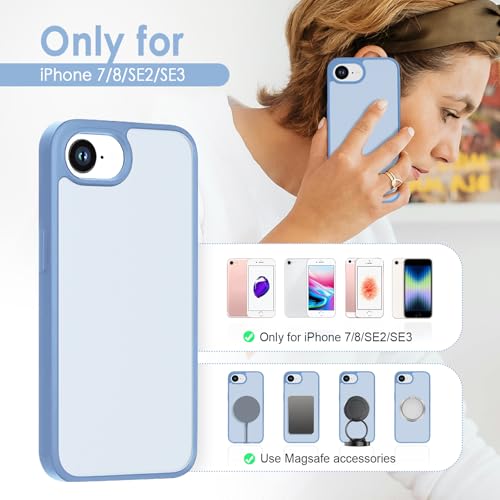 TENOC Phone Case Compatible with iPhone SE (2nd 2020 and 3rd 2022 Generation) & iPhone 7 & iPhone 8, Sierra Blue Case Translucent Protective Bumper Matte Hard Back Cover for 4.7 Inch - color: Sierra Blue, size: iPhone 7/8/SE
