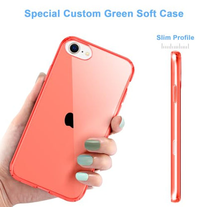 JJGoo Compatible with iPhone SE Case 2022/2020, Compatible with iPhone 7 8 Case Clear Soft Transparent Shockproof Protective Slim Thin Bumper Phone Cover, Red - color: Red