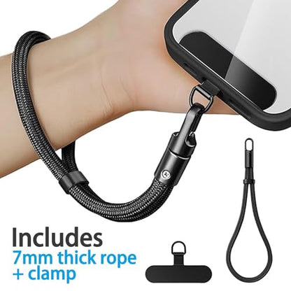 Adjustable Phone Wrist Strap, Slim Lanyard with Tether Tab Anti Drop Wristlet for and Smartphones, Nylon Hand Strap - color: Black