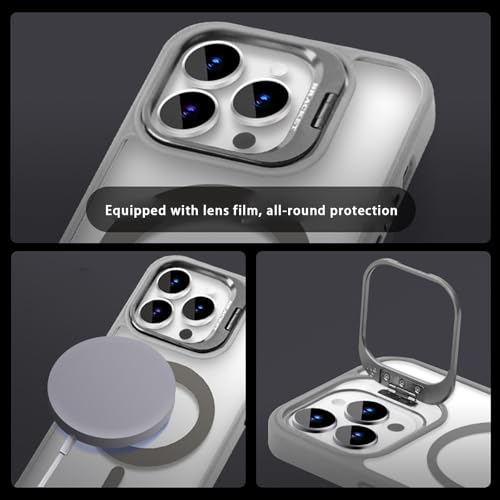 Lens Holder Transparent Case for iPhone16 Pro Max, Anti-Yellowing Soft Edge and Anti-Scratch Hard Back, Shockproof Magnetic Phone Case for 12/13/14/15/16 Pro Max (15Promax,Blue)