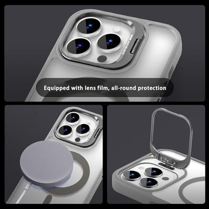 Lens Holder Transparent Case for iPhone16 Pro Max, Anti-Yellowing Soft Edge and Anti-Scratch Hard Back, Shockproof Magnetic Phone Case for 12/13/14/15/16 Pro Max (14Pro,Black)