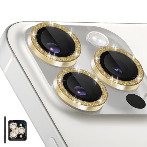Camera Lens Protector for iPhone 14 Pro/14 Pro Max, Glitter Gold - color: Glitter Gold