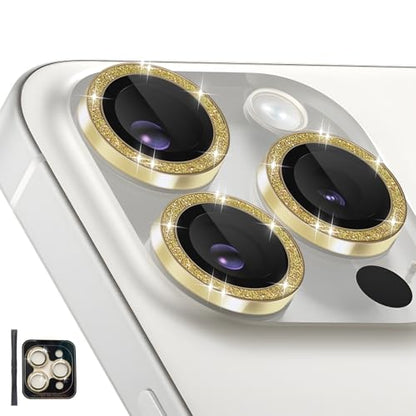 Camera Lens Protector for iPhone 14 Pro/14 Pro Max, Glitter Gold - color: Glitter Gold