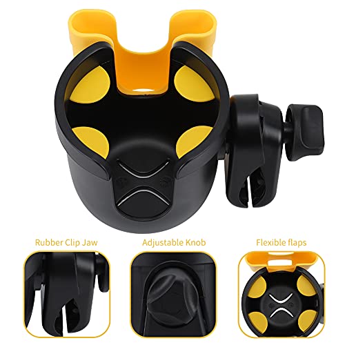 Accmor Wheelchair Cup Holder with Phone Holder, ﻿Universal 360° Rotatable Walker Cup Holder Rollator Scooter Accessory - color: Yellow