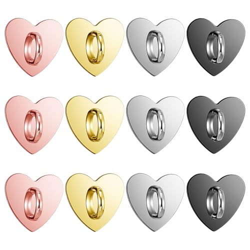 12Pcs Cell Phone Ring Holder,Heart Shaped Phone Finger Ring,4 Color