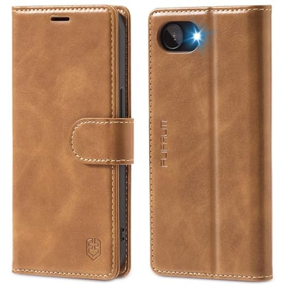 FLIPALM Card Holder Wallet Case for iphone 17e, Grayish-brown | Card Holder, RFID Blocking, PU Leather Folio Flip, Kickstand, Protective Shockproof Cover - color: Grayish-brown