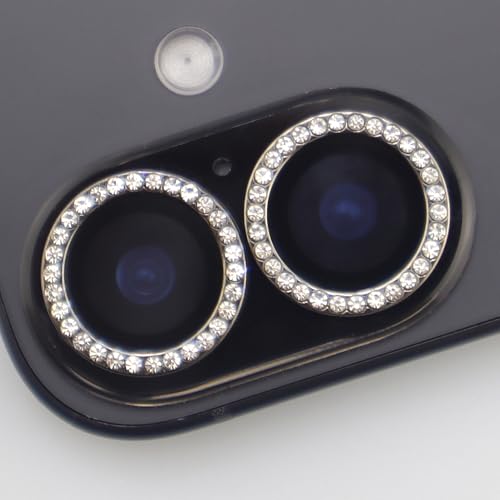 BONVAN for iPhone 17 Camera Lens Protector Bling Glitter Diamond Metal Crystal Tempered Glass Screen Accessories Rhinestones Lens Cover (Black) - color: Black