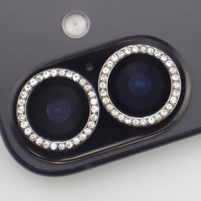 BONVAN for iPhone 17 Camera Lens Protector Bling Glitter Diamond Metal Crystal Tempered Glass Screen Accessories Rhinestones Lens Cover (Black) - color: Black