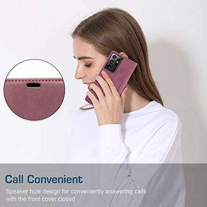 Kowauri Flip Case for Galaxy S21 Ultra - Leather Wallet With Card Slot and Magnetic Closure for Samsung Galaxy S21 Ultra 5G (Wine Red) - color: Wine red