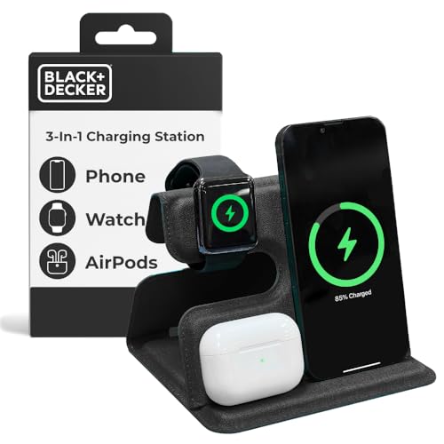 BLACK+DECKER 3 in 1 Charging Station for Apple Multiple Devices, (Black) - color: Black