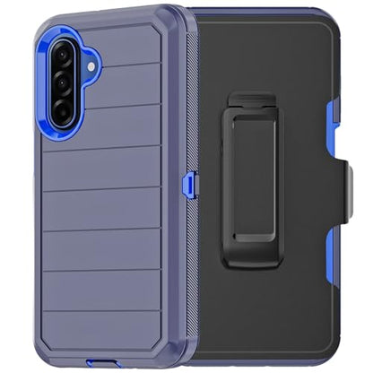 for Samsung Galaxy A17 Case with Belt Clip Holster & Kickstand, Heavy Duty 3-Layer Military Grade Rugged Full Body Protection Cover Case for Galaxy A17 5G (Navy Blue/Blue) - color: Navy Blue/Blue