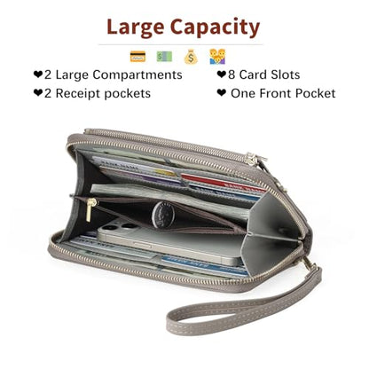 GOIACII Phone Purse Crossbody Bags for Women Small Travel Wallet Touch Screen RFID Blocking - color: A05 Grey