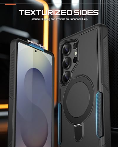 Poetic Neon MagPro Case for Samsung Galaxy S25 Ultra 5G, [Magnetic Ring Stand] Dual Layer Rugged Slim Shockproof Protective Cover, Black - color: Magpro Black