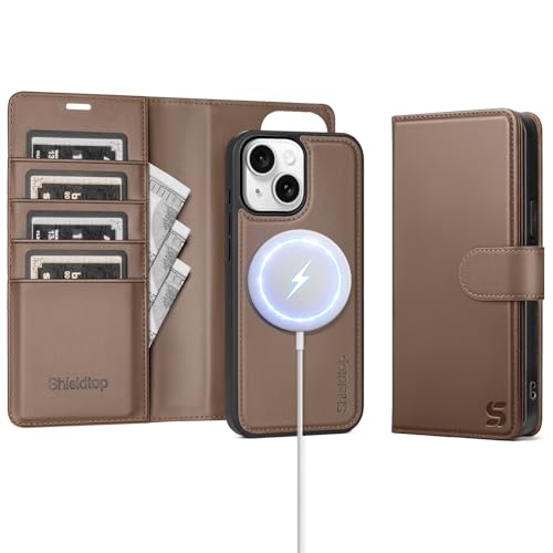 Shieldtop Compatible with MagSafe iPhone 13 Wallet Case,Coffee - color: Coffee, size: iPhone 13 - 6.1"