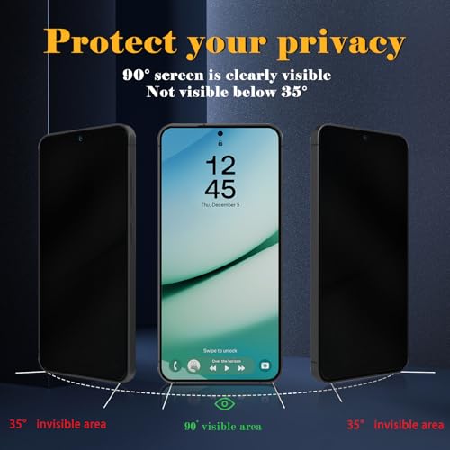 2 Pack Privacy Screen Protector for Samsung Galaxy S25, Tempered Glass Film full Coverage Anti Scratch, Anti-Spy, 9H Hardness, Bubble Free for Samsung Galaxy S25 Privacy Screen Protector - size: Samsung Galaxy S25