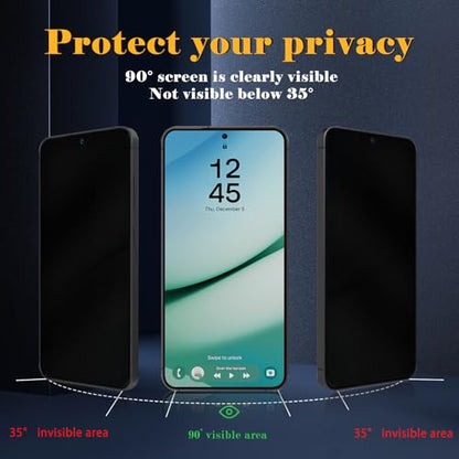 2 Pack Privacy Screen Protector for Samsung Galaxy S25, Tempered Glass Film full Coverage Anti Scratch, Anti-Spy, 9H Hardness, Bubble Free for Samsung Galaxy S25 Privacy Screen Protector - size: Samsung Galaxy S25