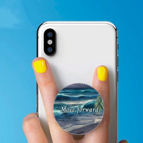 (6 Pack) Cell Phone Grip,Mobile Phone Finger Foldable Holder Stand for Smartphones and Tablets - Ocean Beach Quotes Heart - color: Py009