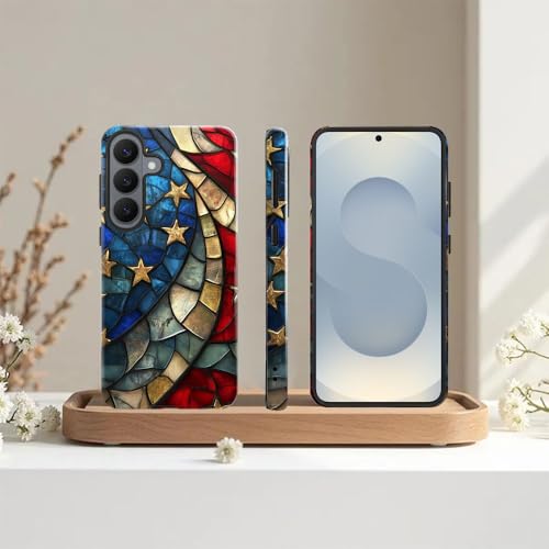 Compatible with Samsung Galaxy S26 Case,Glossy Case All-Round Protection Shockproof Anti-Scratches TPU Cover,Cases for Man Woman-American Flag Stained Glass - color: American Flag Stained Glass, size: Galaxy S26