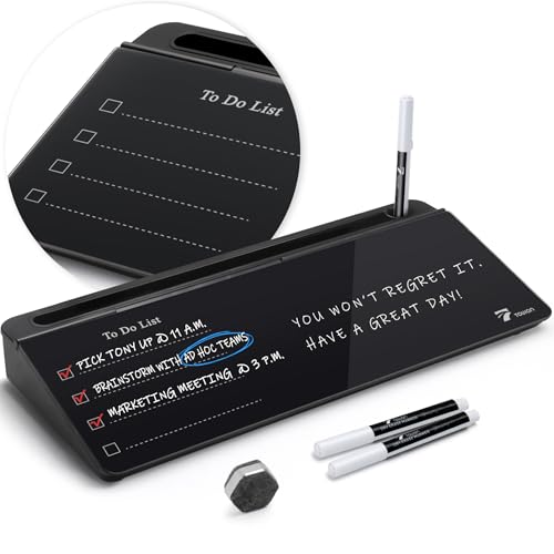 TOWON Glass Desk Whiteboard 16x7 in with to-Do List Templates, Black - color: Line Black