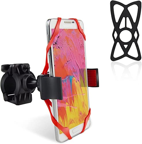 NALAKUVARA Phone Mount X Holder Grip Tether Rubber Strap Silicone Security Bands - Universal Motorcycle Bike Phone Mount Accessories Replacement Parts - Elastic X Web Grip (2 Black & 2 Red) 4 Pack