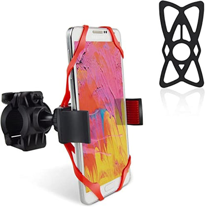 NALAKUVARA Phone Mount X Holder Grip Tether Rubber Strap Silicone Security Bands - Universal Motorcycle Bike Phone Mount Accessories Replacement Parts - Elastic X Web Grip (2 Black & 2 Red) 4 Pack
