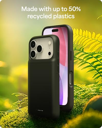 Mophie Juice Pack Battery Case for iPhone 17 Pro - Slim Charging Case, Up to 50% Extra Battery Life, High Impact Protection, Magnetic Back for Wallets & Mounts, Sustainable Material, Black - size: iPhone 17 Pro