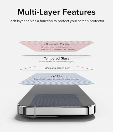 Ringke for iPhone 15 Pro Max Screen Protector [Full Cover Glass] | Custom-Fit Installation Tool, Case Friendly Shatterproof Premium 9H Hardness Tempered Glass - size: iPhone 15 Pro Max