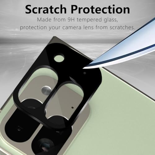 2 Pack Camera Lens Frame for Google Pixel 10 Pro Fold, 9H Glass Screen Protector Anti-Scratch, Tempered Glass Camera Cover Accessories for Google Pixel 10 Pro Fold, Black - size: for Google Pixel 10 Pro Fold