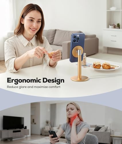 Nulaxy Magnetic Full Aluminum Cell Phone Stand with 360 Rotating, Gold - color: F-Gold