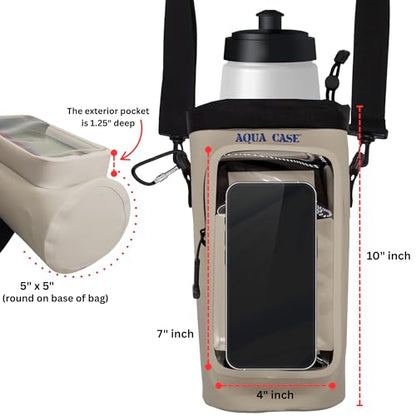 Cell Phone & Water Bottle Crossbody Grey Bag 100% Waterproof Floating Dry Bag Protection for Your Mobile Device During All Water Sports | Sling Carrier for Up to 34oz Travel Tumbler