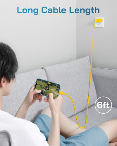 CXX 20W Fast Charger for iPhone 14/13/12 [3-Pack, MFi Certified] - color: Yellow, size: 6FT