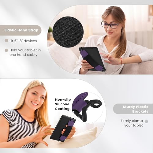 MoKo Security Hand-Strap for 6-8" Kindle eReaders Fire Tablets, Dark Purple - color: Dark Purple, style: Black Strap