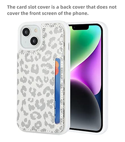 iCoverCase Compatible with iPhone 14 Case with Card Holder, Wallet Case for Women Men RFID Blocking PU Leather Protective Phone Case 6.1 Inch (Gray Leopard) - color: Gray Leopard