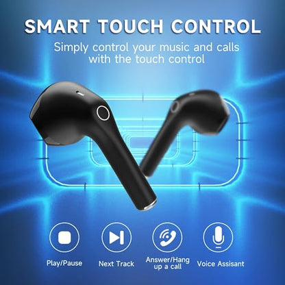 1 Hora Bluetooth Wireless Earbuds with Charging Case, in-Ear Headphones - color: Black-6 Packs