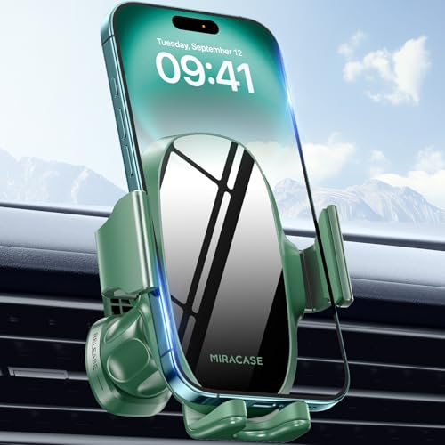 miracase Upgraded-2nd Generation Universal Phone Holders for Your Car, Hands Free Air Vent Car Phone Holder Mount Compatible with iPhone 16/15/14/13/12/11 Series and All Phones - style: Green