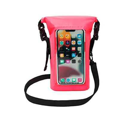 geckobrands Waterproof Phone Tote with 2L Dry Bag and Adjustable Strap – Protect Your Phone and Valuables While on The Go Neon Pink - color: Neon Pink