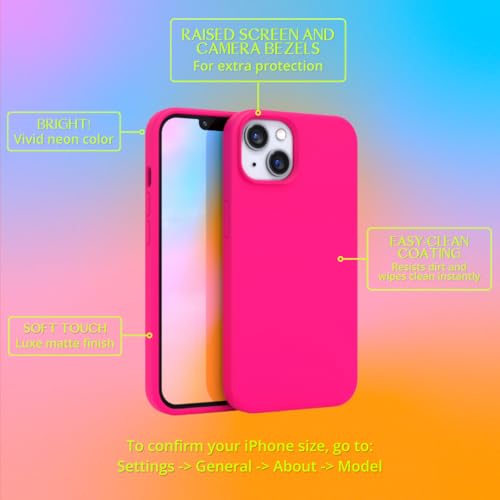 FELONY CASE - iPhone 13 / iPhone 14 Case - Neon Pink Silicone Phone Cover | Liquid Silicone with Anti-Scratch Microfiber Lining, 360° Shockproof Protective Case for Apple iPhone 13 / iPhone14 - color: Neon Pink, size: iPhone 13/14 without MagSafe
