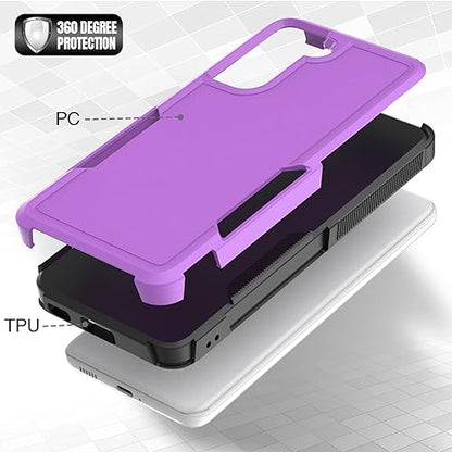 for Samsung Galaxy S21 Case: Dual Layer Protective Heavy Duty Cell Phone Cover Shockproof Rugged with Screen Protector - Military Protection Bumper Tough - Samsung Galaxy S21 5G 2021, 6.2 inch, Purple - color: Purple (PC) + Black (TPU)
